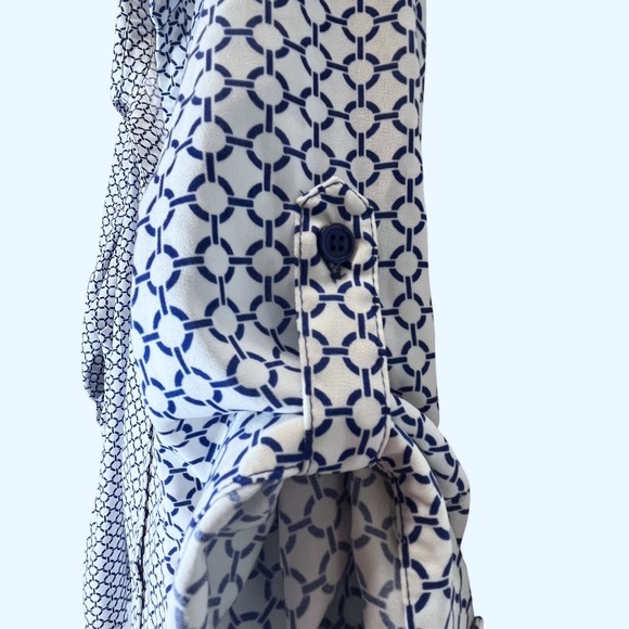 Womens 2X‎ Prescott NY White Royal Blue Long to 3/4 Sleeve Vneck Collar Buttons - Picture 2 of 5